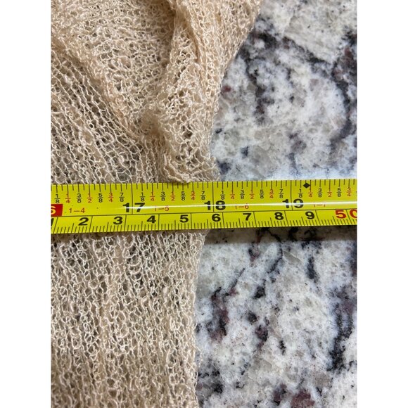 Lost River Wrap Cardigan Womens M Beige Open Front Long-Sleeve Sheer Mesh Boho - Picture 6 of 8